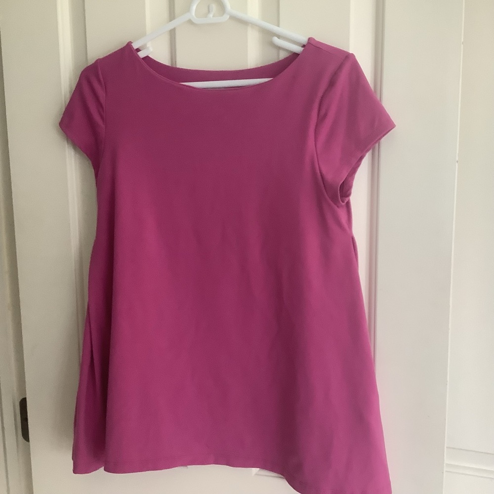 Susana Monaco Pink/Mauve Flared T-shirt. Cap Sleeves Large